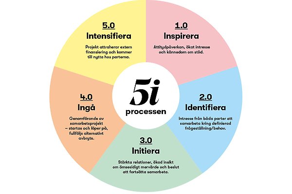Illustration av 5i-processen i form av en cirkel med de olika stegen.